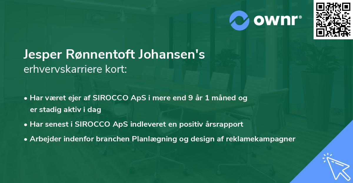 Jesper Rønnentoft Johansen's erhvervskarriere kort
