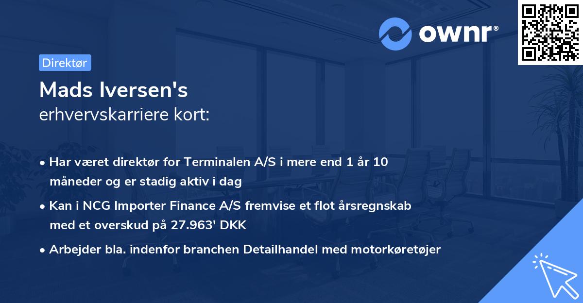 Mads Iversen's erhvervskarriere kort