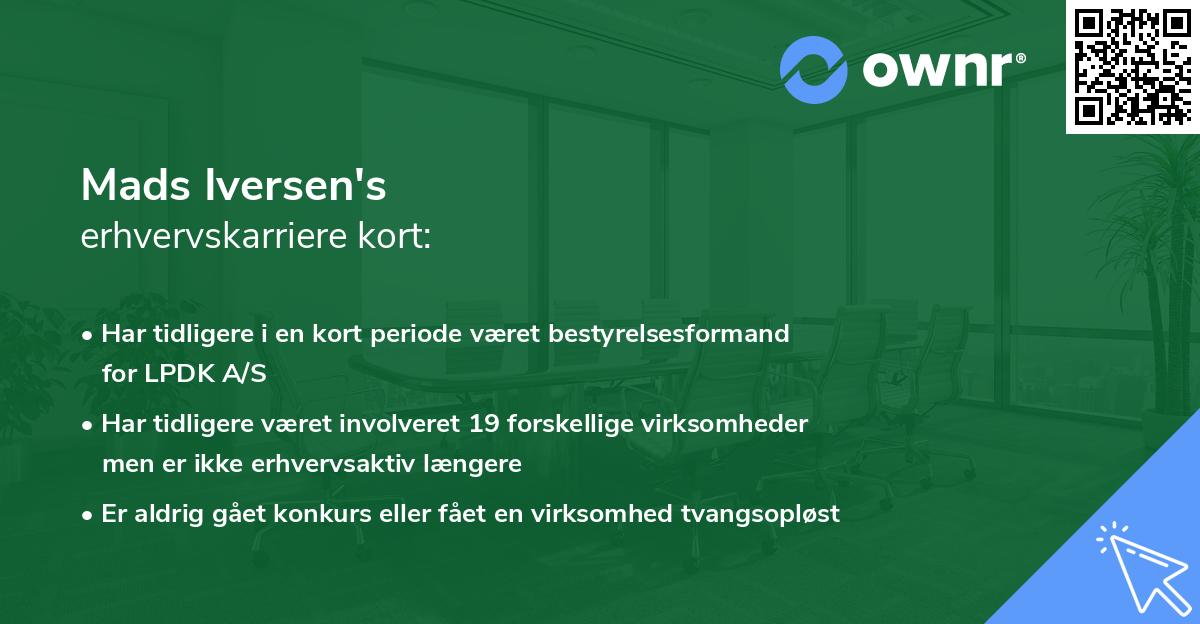 Mads Iversen's erhvervskarriere kort