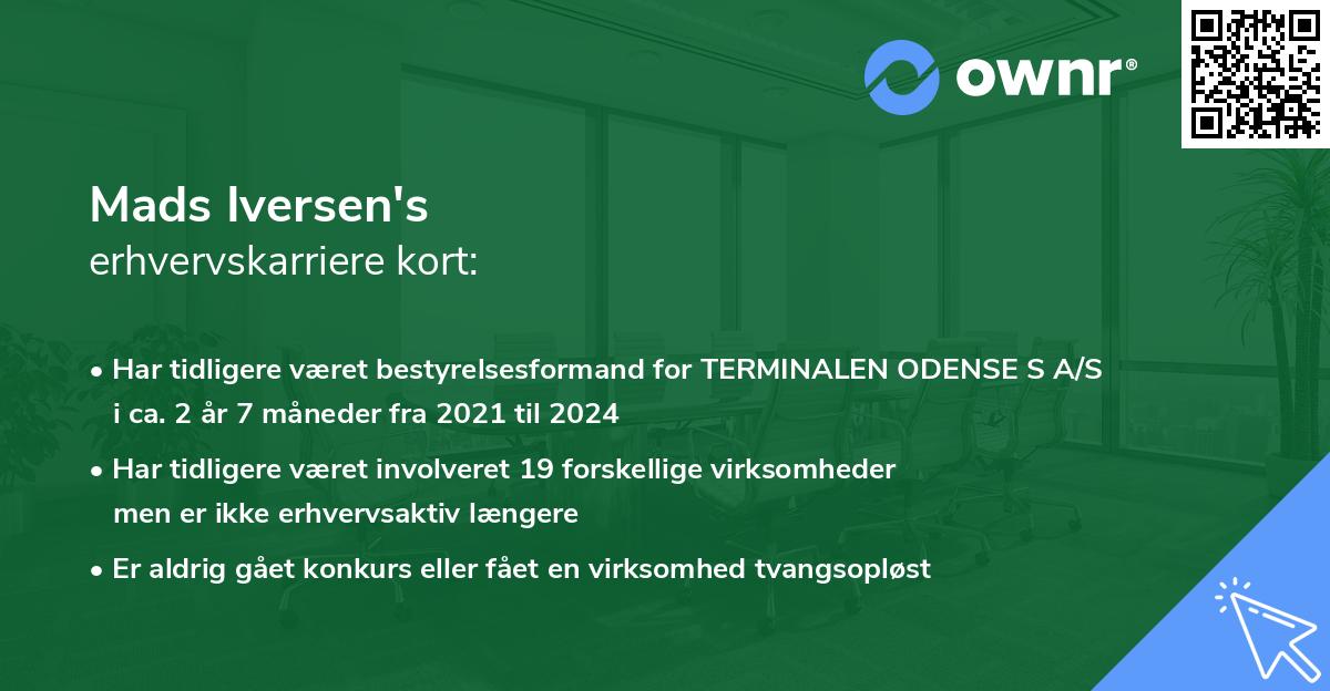 Mads Iversen's erhvervskarriere kort
