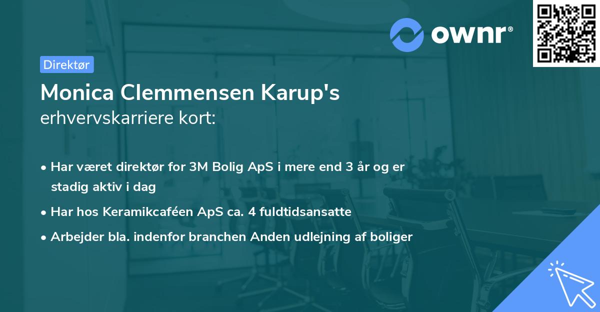 Monica Clemmensen Karup's erhvervskarriere kort