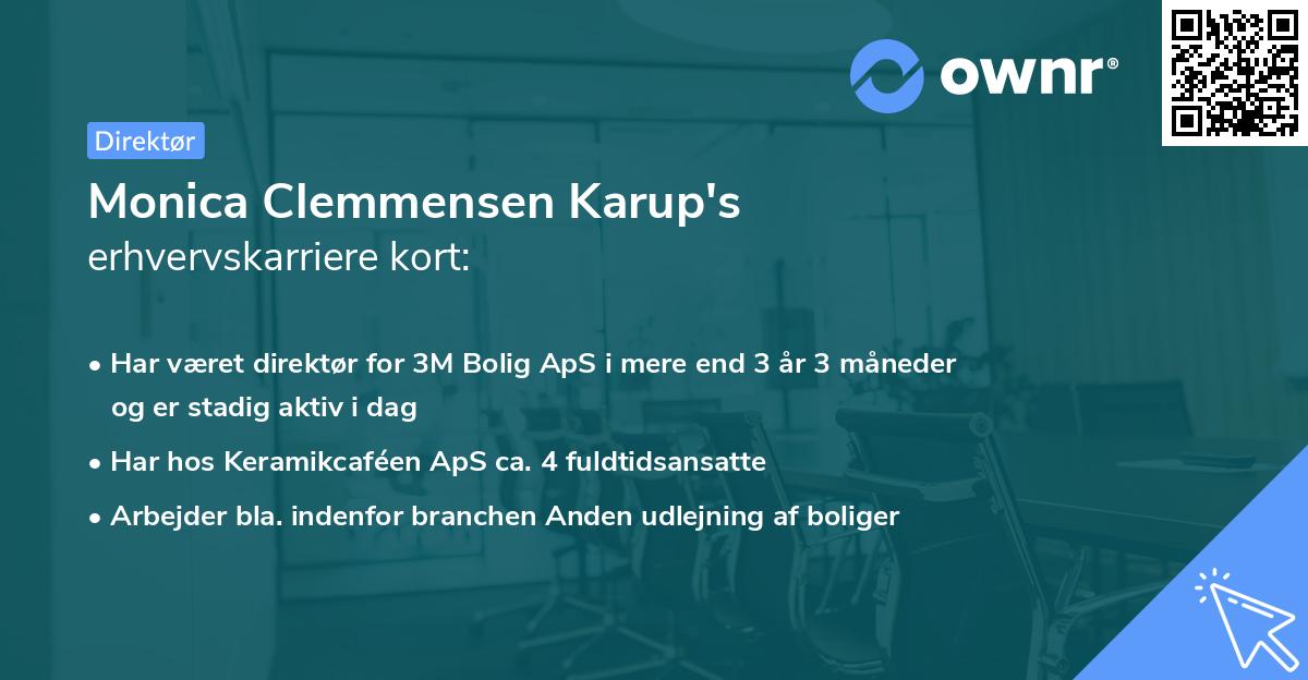Monica Clemmensen Karup's erhvervskarriere kort