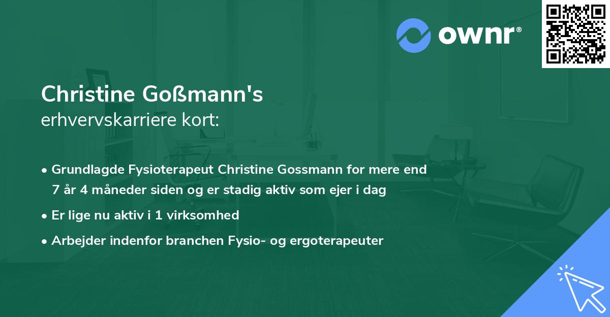 Christine Goßmann's erhvervskarriere kort