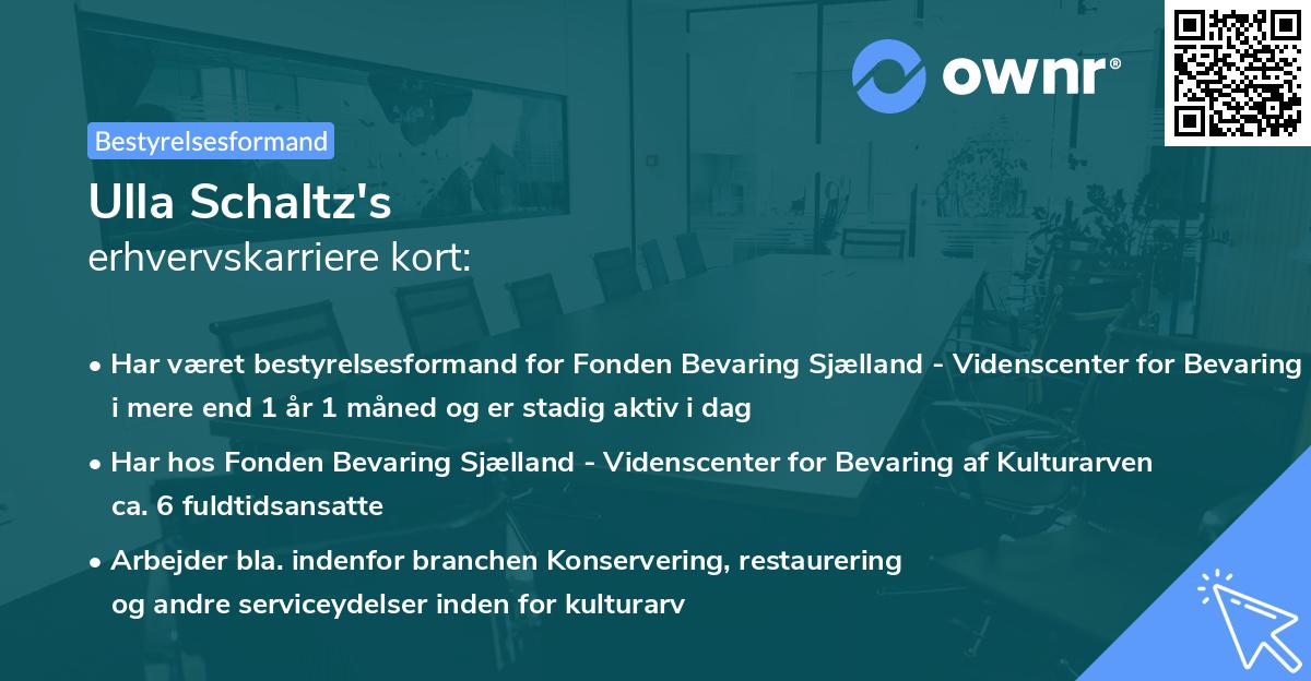 Ulla Schaltz's erhvervskarriere kort