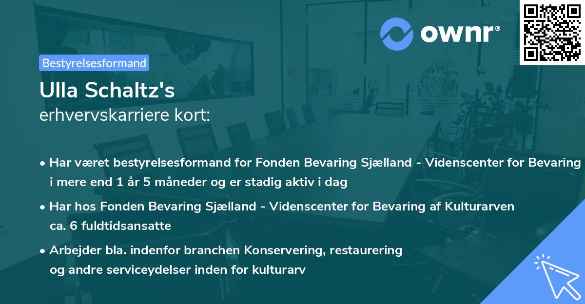 Ulla Schaltz's erhvervskarriere kort