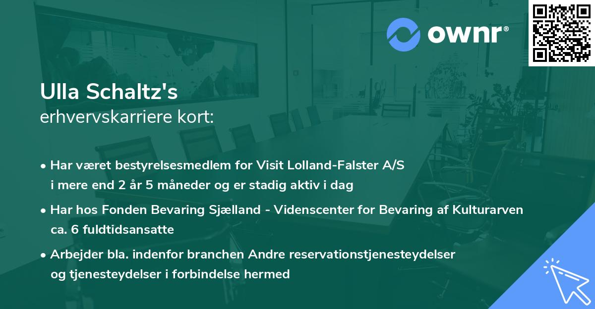 Ulla Schaltz's erhvervskarriere kort