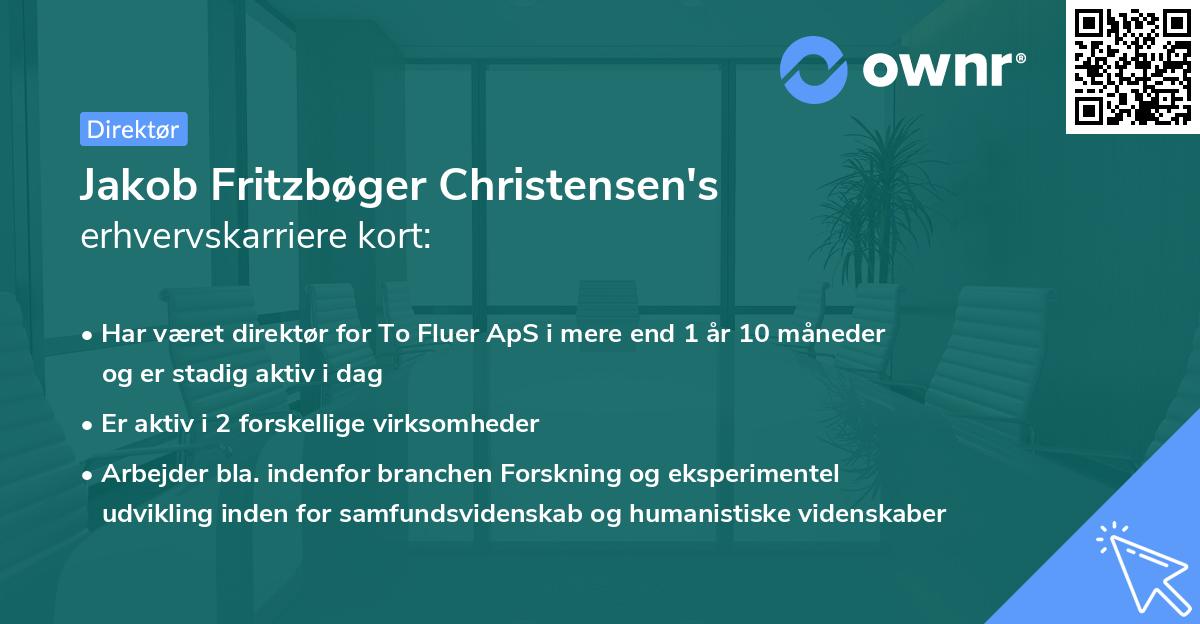 Jakob Fritzbøger Christensen's erhvervskarriere kort
