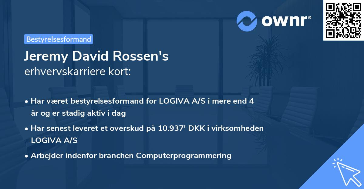 Jeremy David Rossen's erhvervskarriere kort