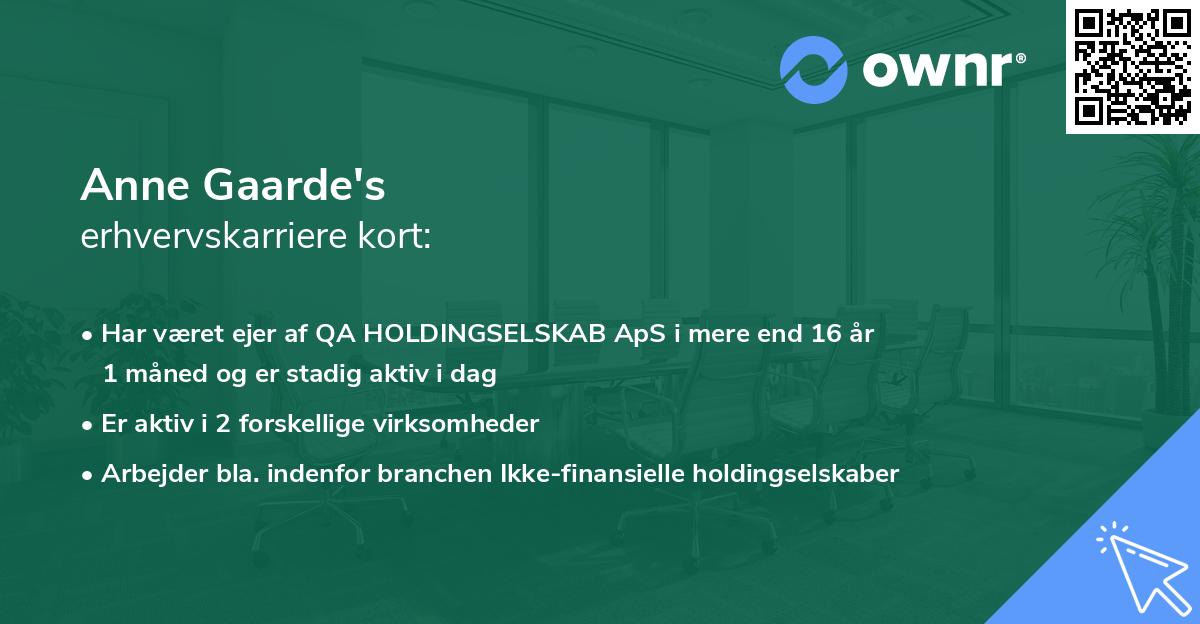 Anne Gaarde's erhvervskarriere kort