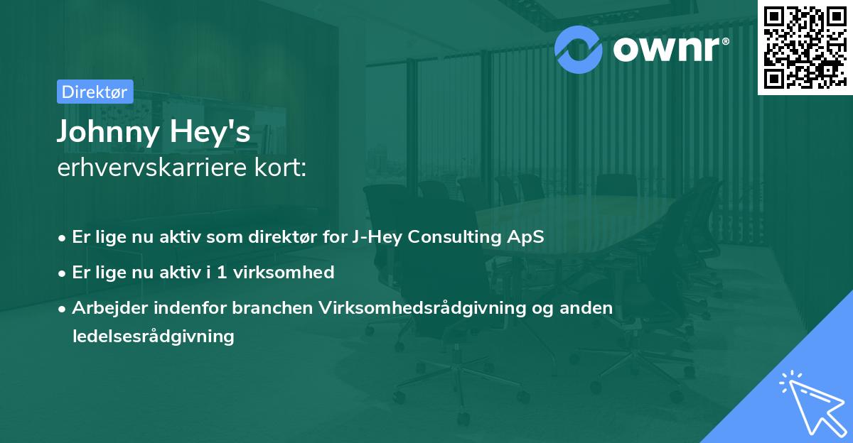 Johnny Hey's erhvervskarriere kort