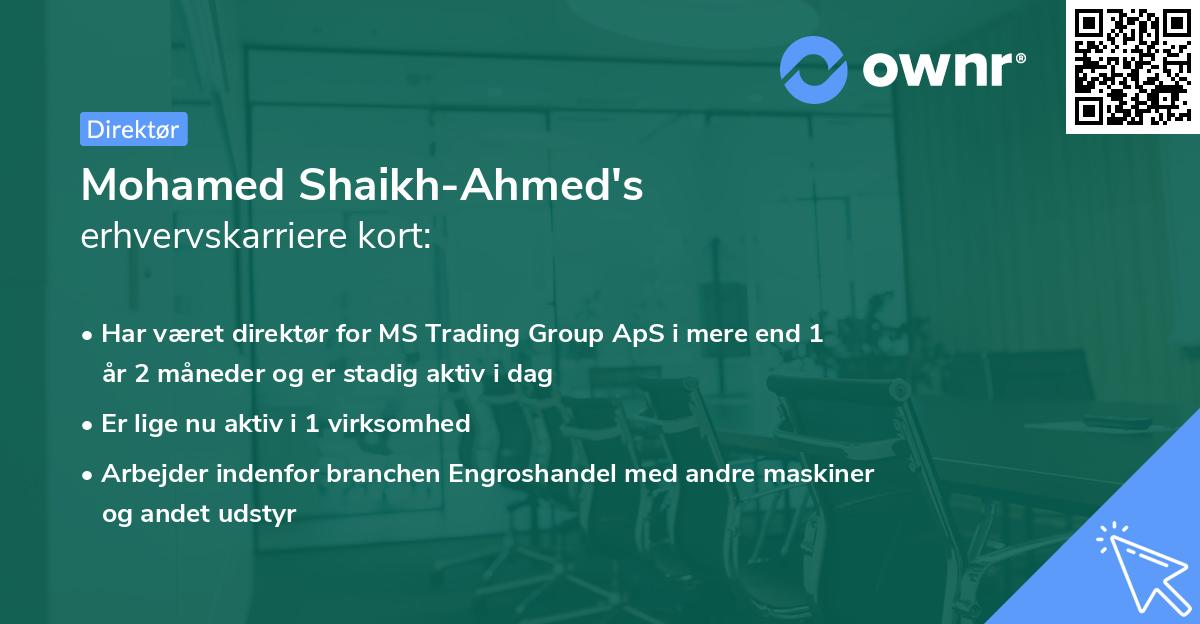 Mohamed Shaikh-Ahmed's erhvervskarriere kort