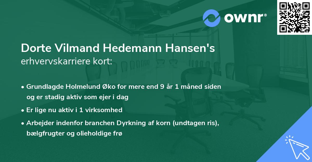 Dorte Vilmand Hedemann Hansen's erhvervskarriere kort