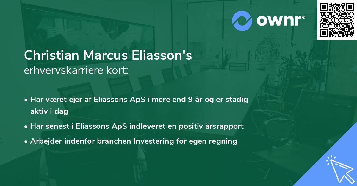 Christian Marcus Eliasson's erhvervskarriere kort