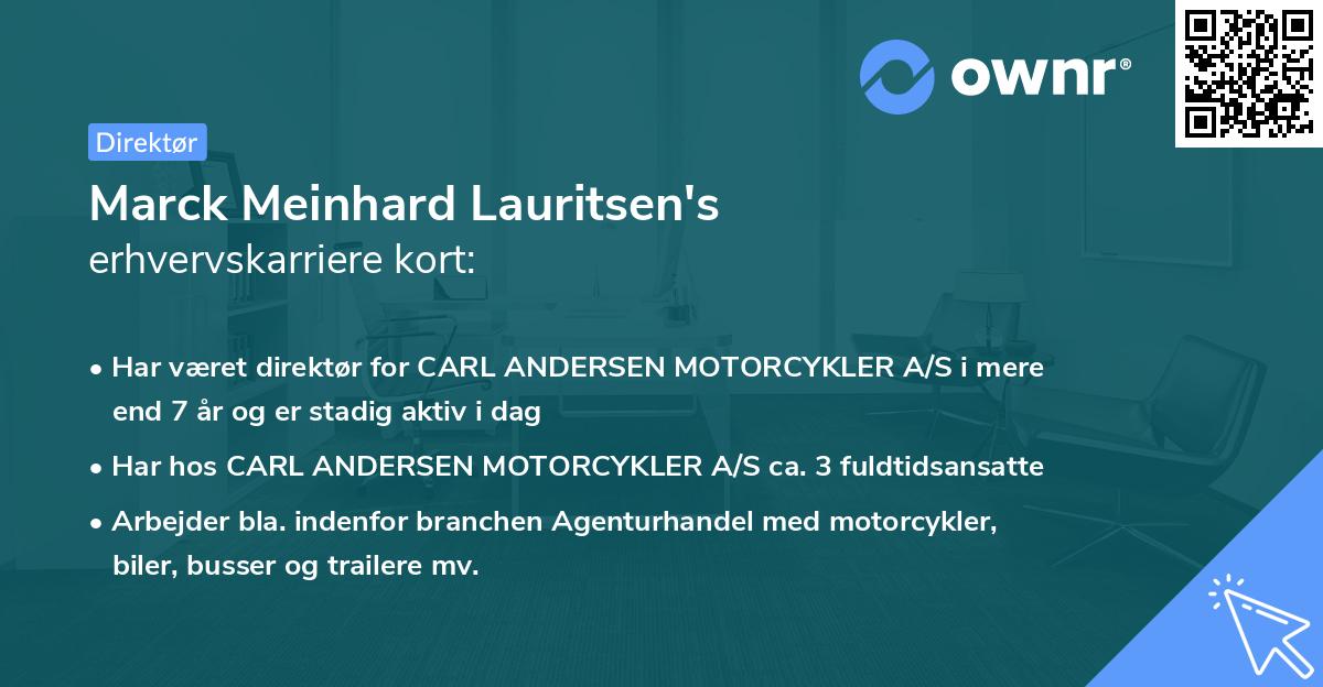 Marck Meinhard Lauritsen's erhvervskarriere kort