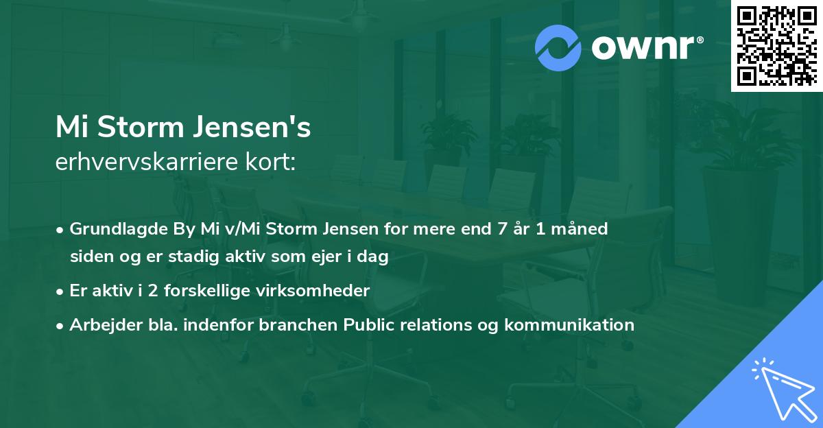 Mi Storm Jensen's erhvervskarriere kort