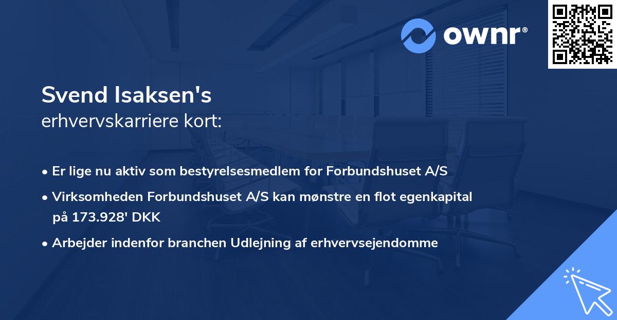 Svend Isaksen's erhvervskarriere kort