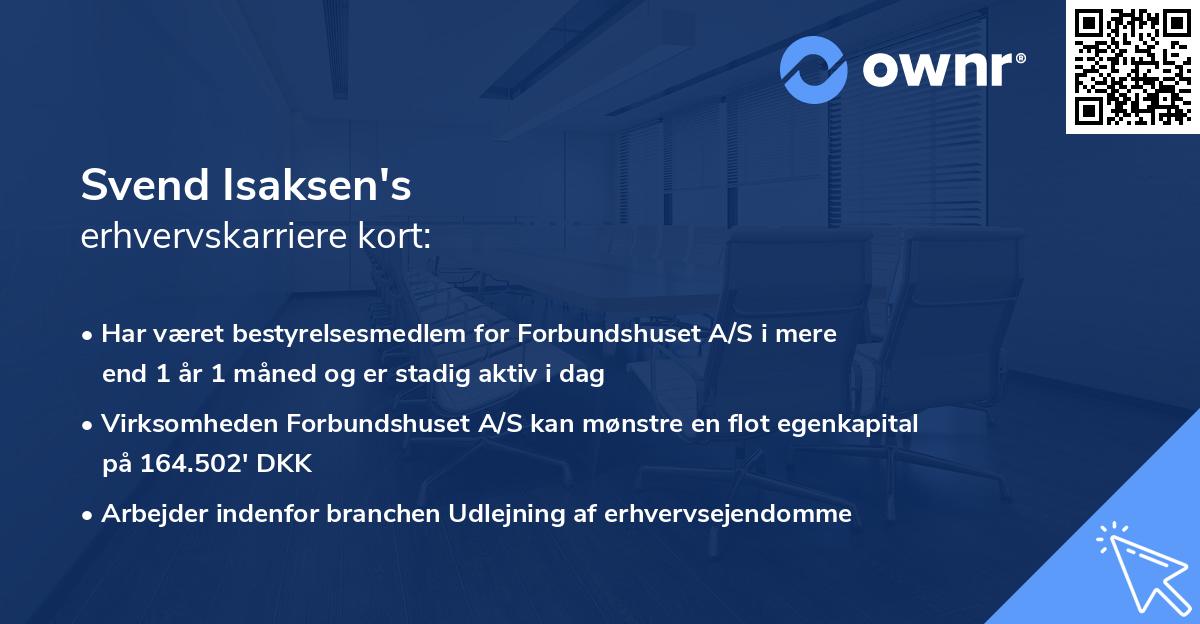 Svend Isaksen's erhvervskarriere kort