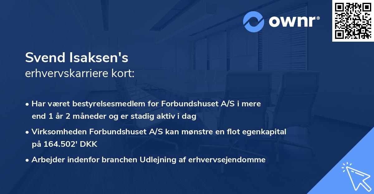 Svend Isaksen's erhvervskarriere kort