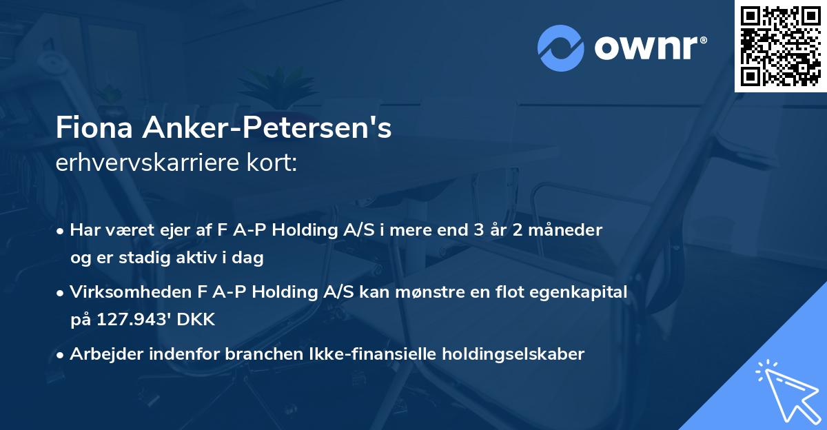Fiona Anker-Petersen's erhvervskarriere kort