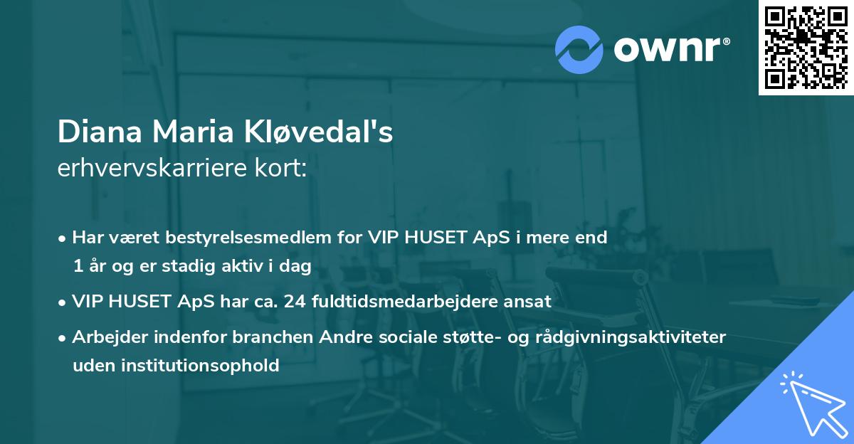 Diana Maria Kløvedal's erhvervskarriere kort