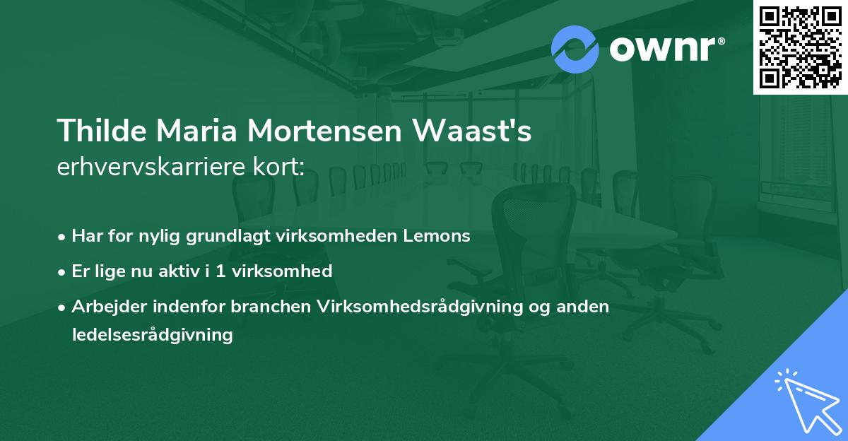 Thilde Maria Mortensen Waast's erhvervskarriere kort