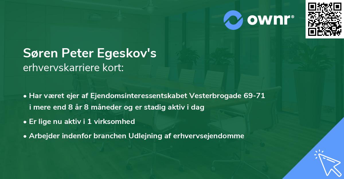 Søren Peter Egeskov's erhvervskarriere kort