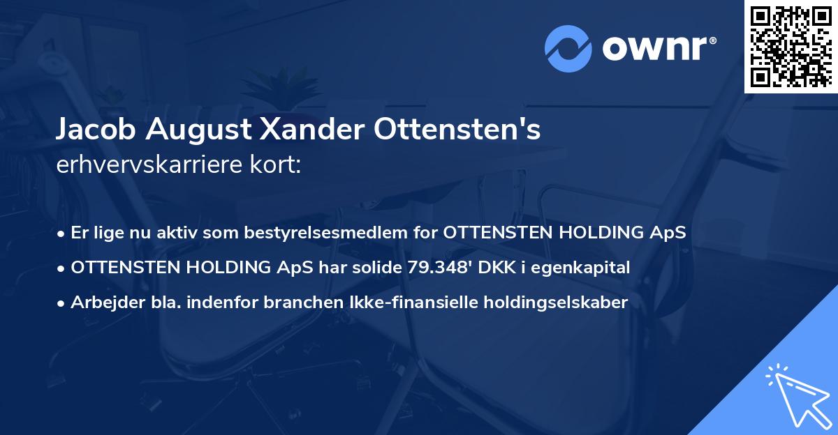 Jacob August Xander Ottensten's erhvervskarriere kort