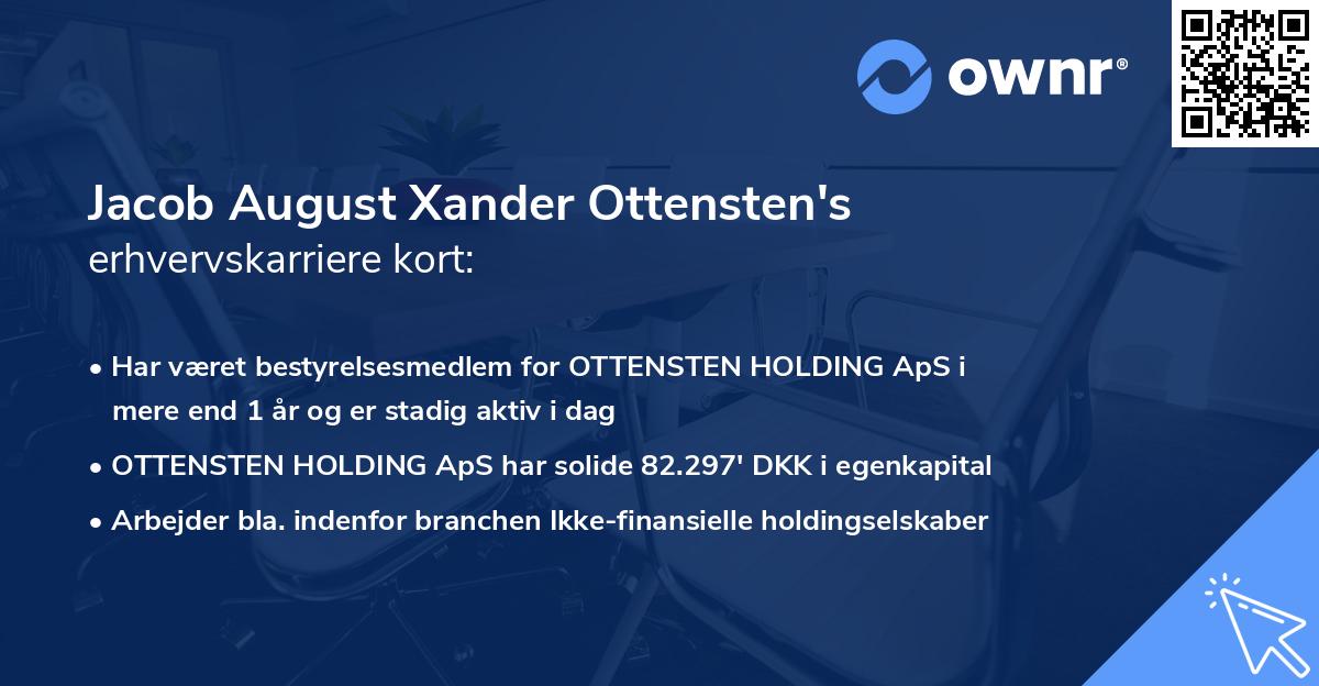 Jacob August Xander Ottensten's erhvervskarriere kort