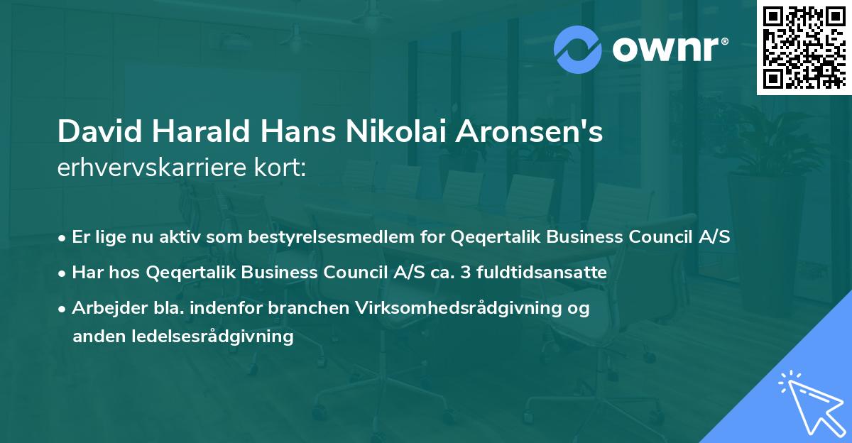 David Harald Hans Nikolai Aronsen's erhvervskarriere kort