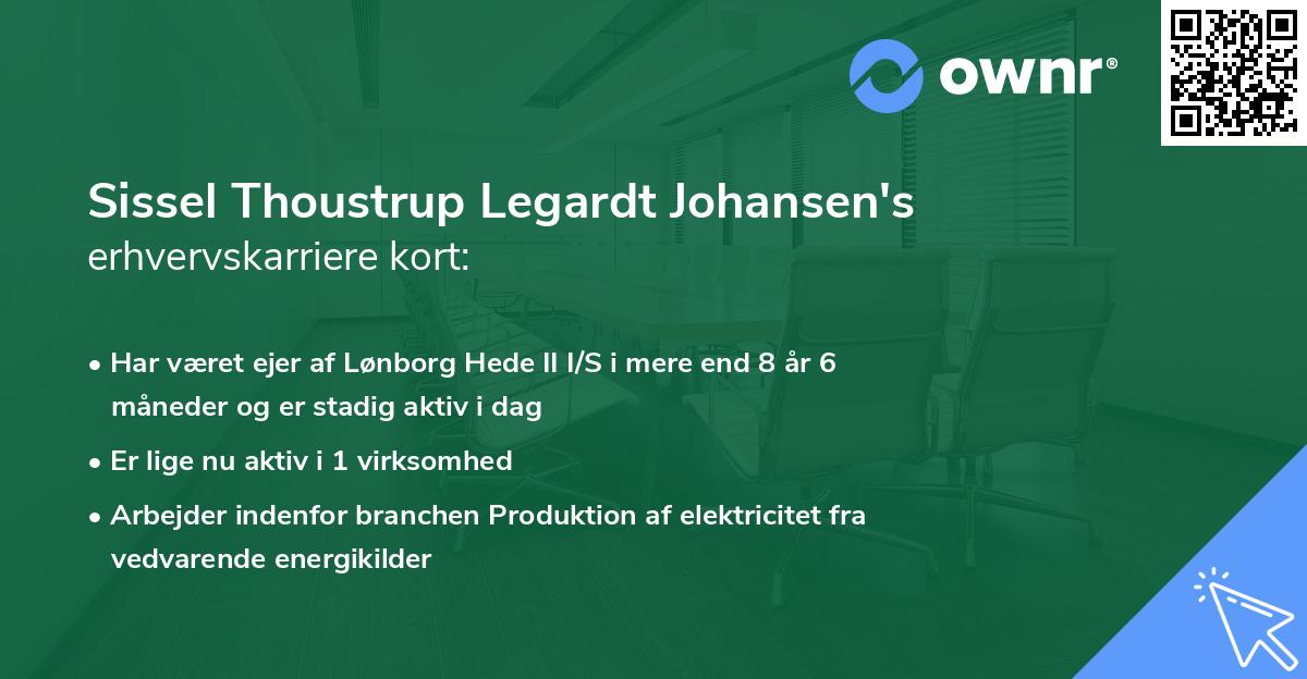 Sissel Thoustrup Legardt Johansen's erhvervskarriere kort