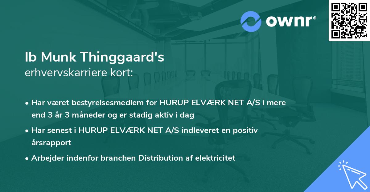 Ib Munk Thinggaard's erhvervskarriere kort