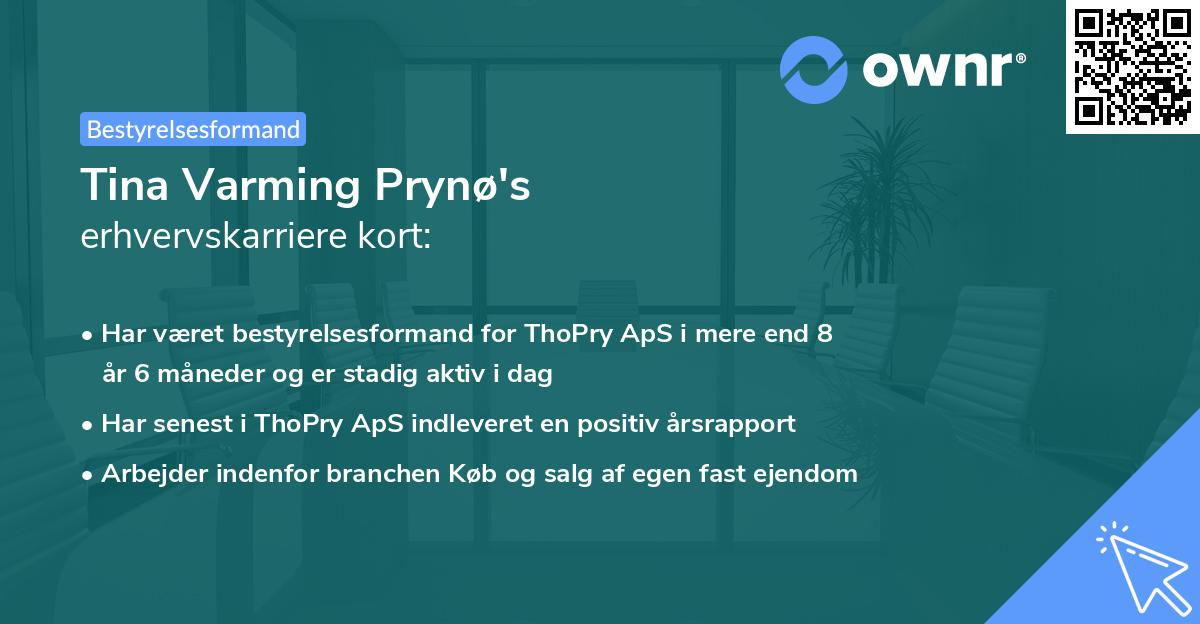 Tina Varming Prynø's erhvervskarriere kort