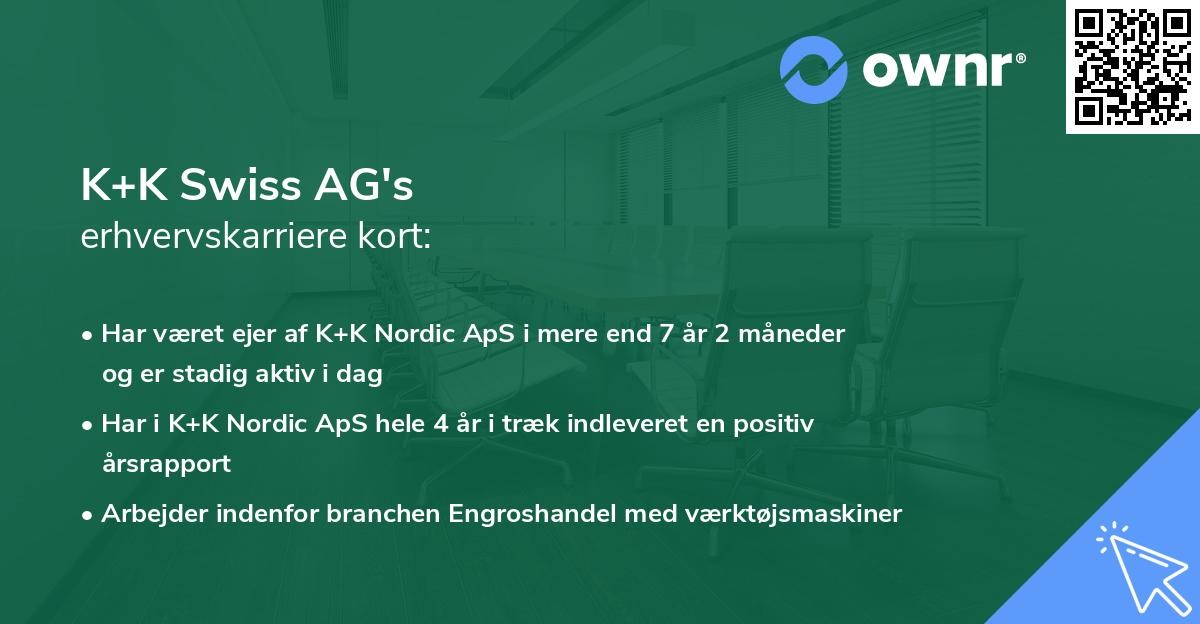 K+K Swiss AG's erhvervskarriere kort