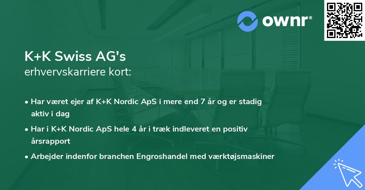 K+K Swiss AG's erhvervskarriere kort