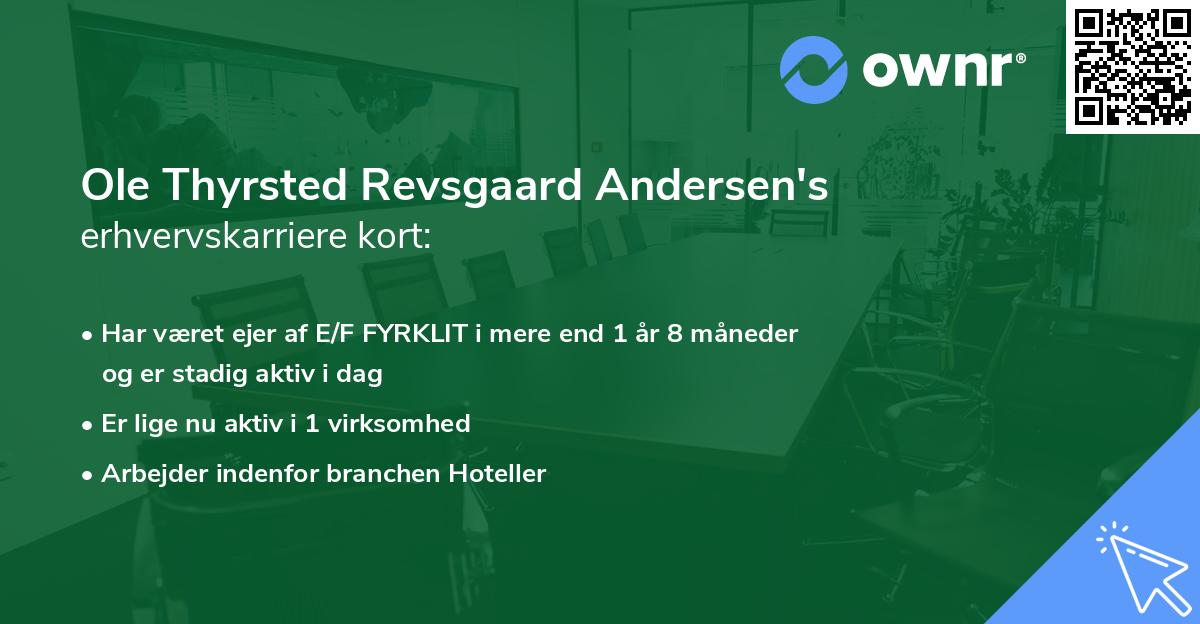 Ole Thyrsted Revsgaard Andersen's erhvervskarriere kort