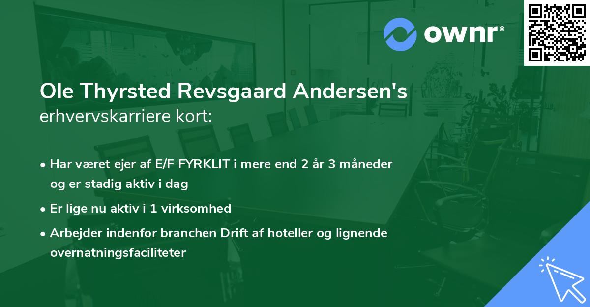 Ole Thyrsted Revsgaard Andersen's erhvervskarriere kort