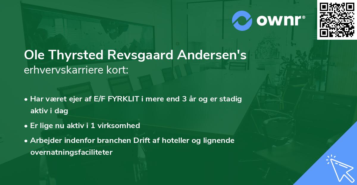 Ole Thyrsted Revsgaard Andersen's erhvervskarriere kort