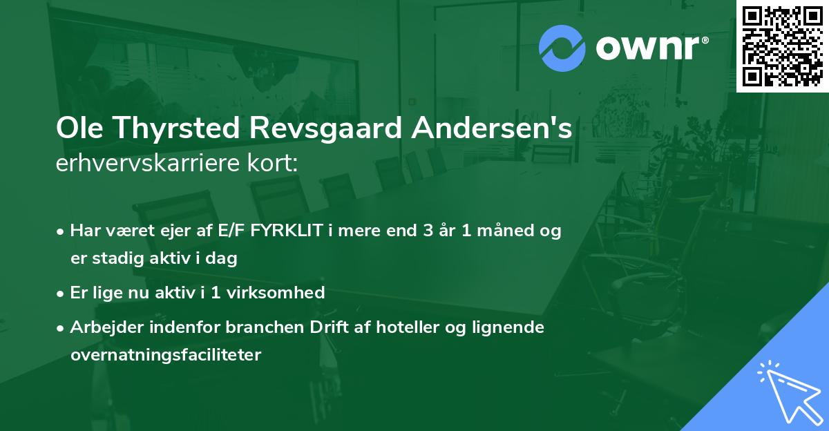 Ole Thyrsted Revsgaard Andersen's erhvervskarriere kort