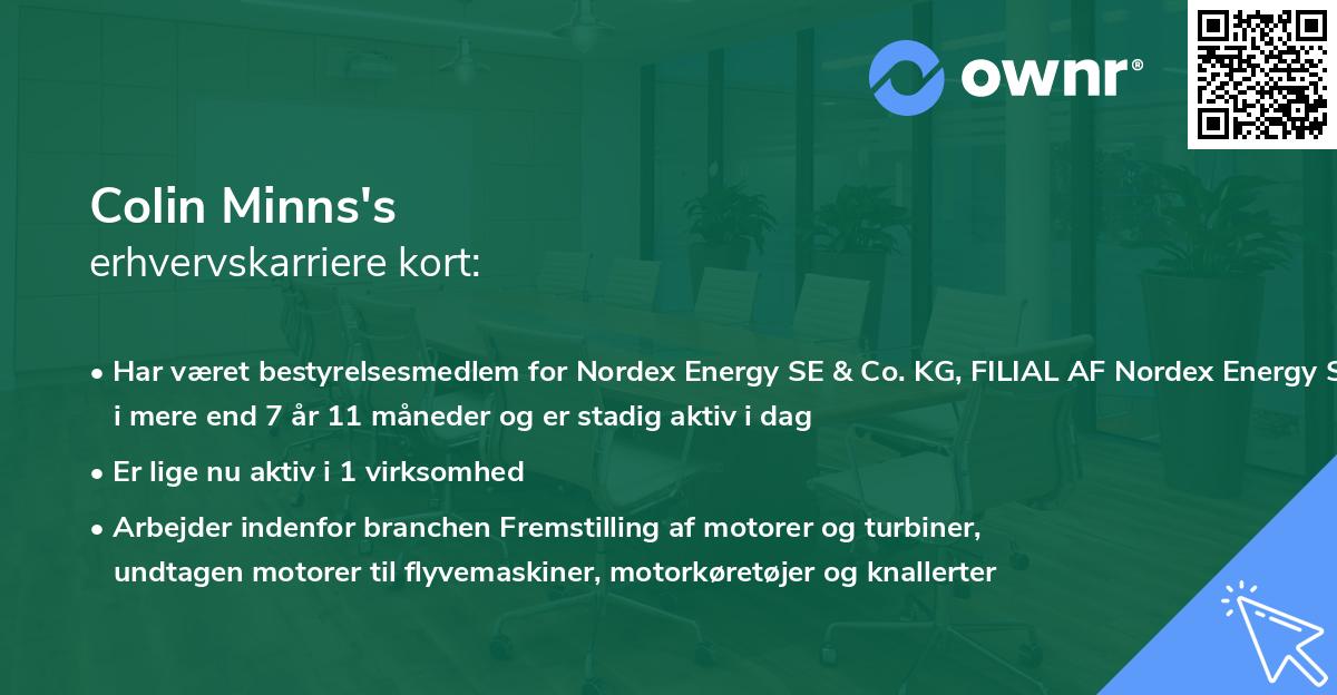 Colin Minns's erhvervskarriere kort