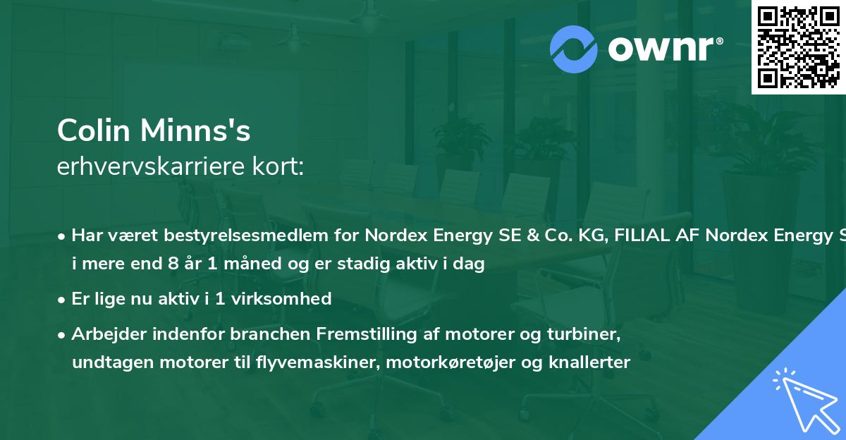 Colin Minns's erhvervskarriere kort