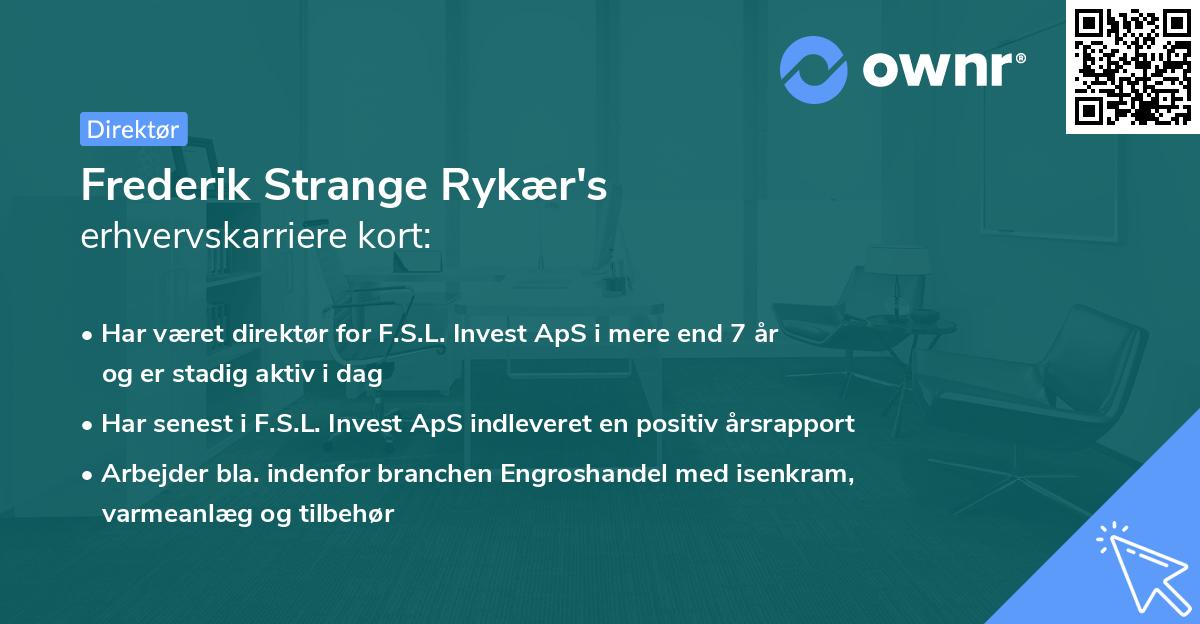 Frederik Strange Rykær's erhvervskarriere kort