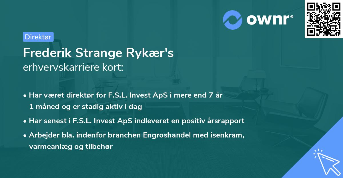 Frederik Strange Rykær's erhvervskarriere kort