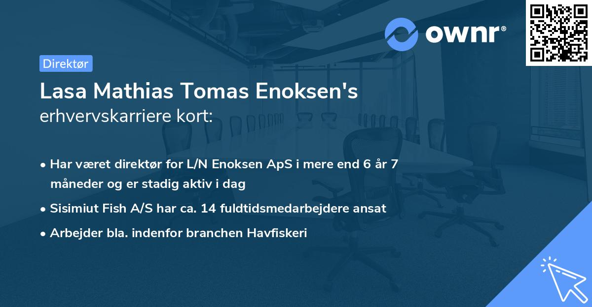 Lasa Mathias Tomas Enoksen's erhvervskarriere kort