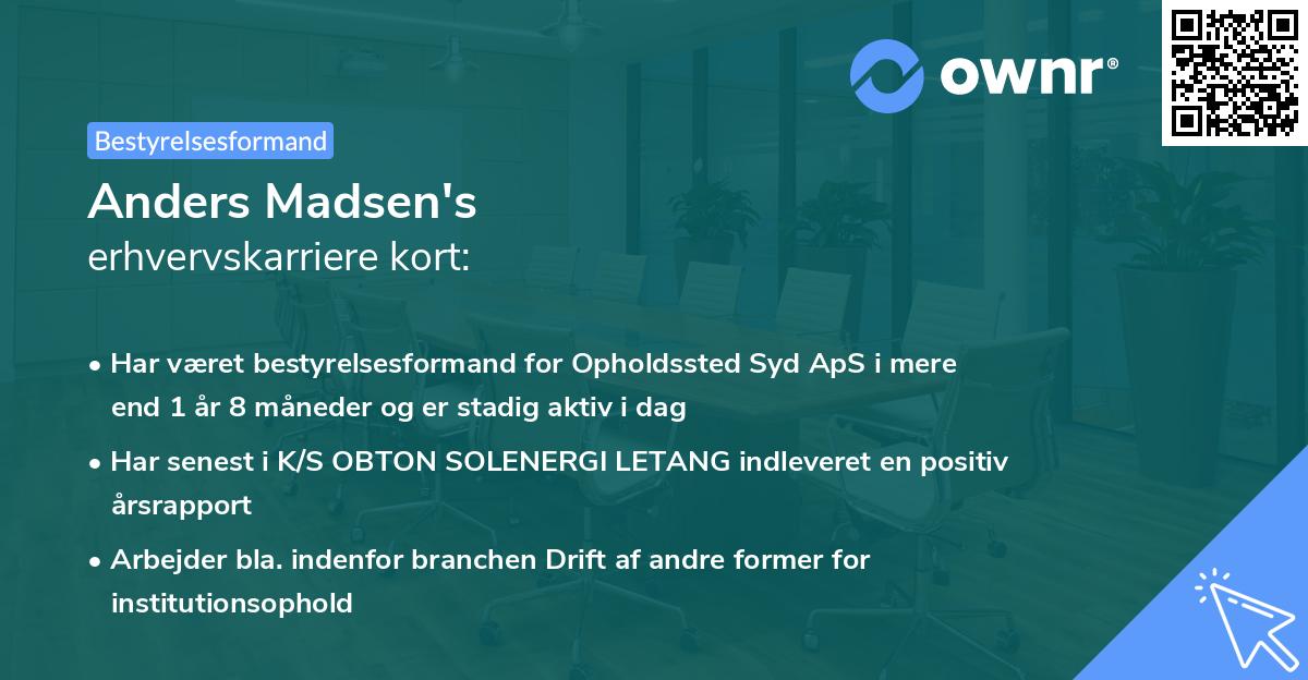 Anders Madsen's erhvervskarriere kort