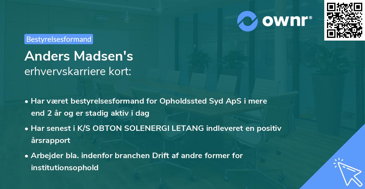 Anders Madsen's erhvervskarriere kort