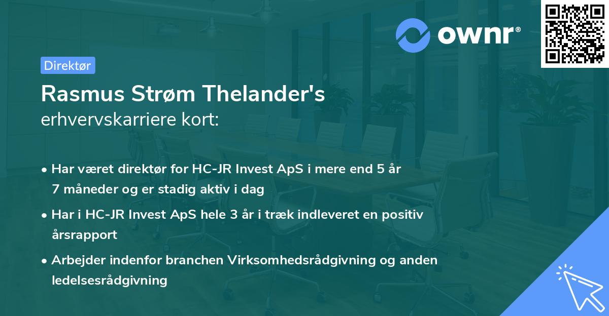 Rasmus Strøm Thelander's erhvervskarriere kort