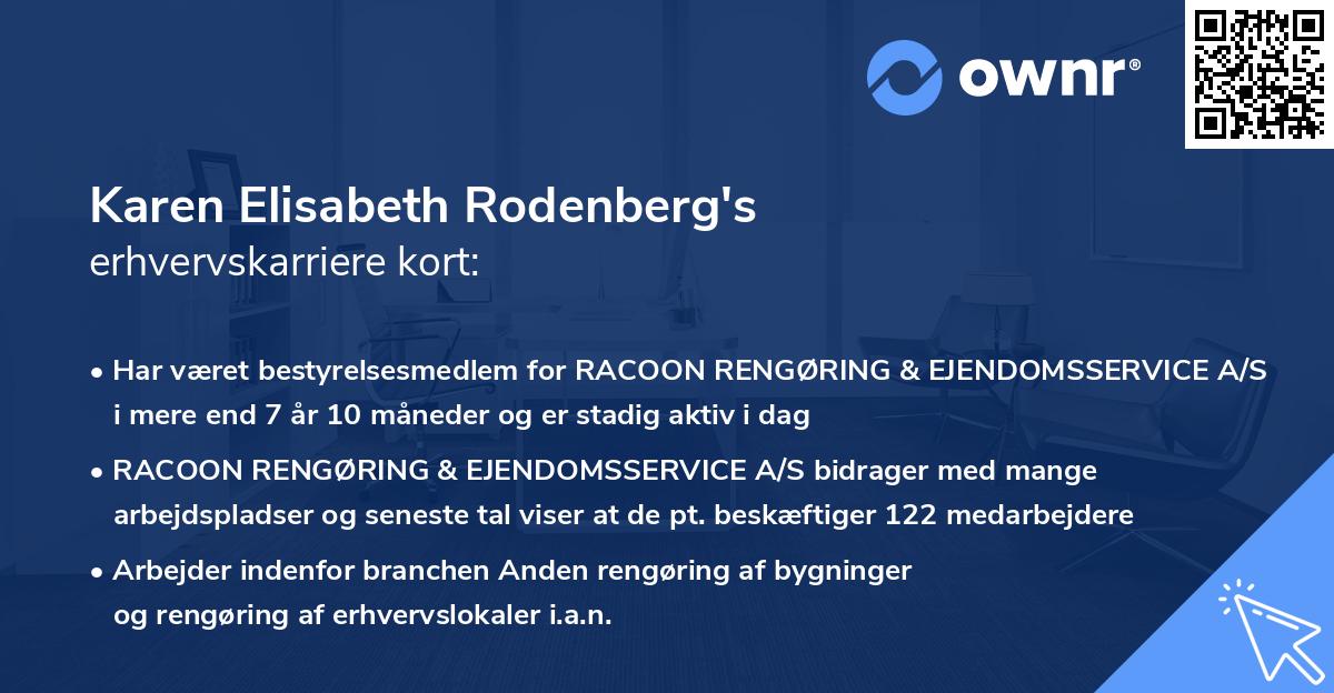 Karen Elisabeth Rodenberg's erhvervskarriere kort