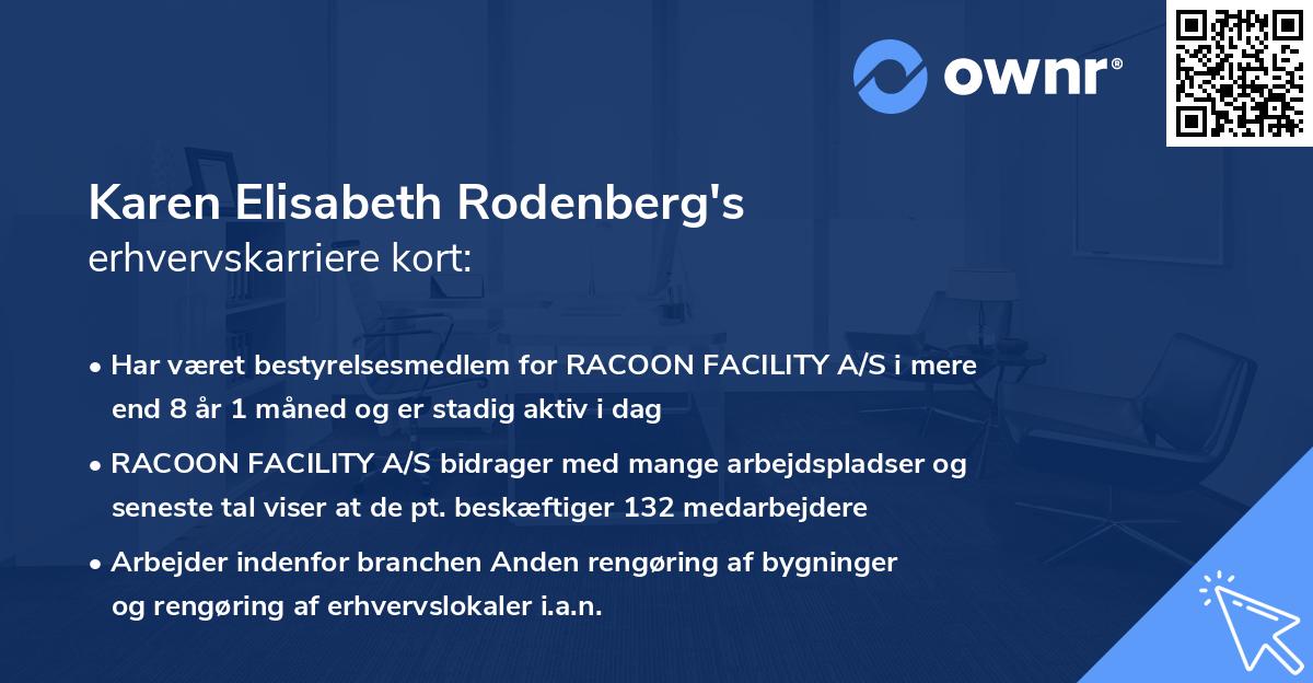 Karen Elisabeth Rodenberg's erhvervskarriere kort