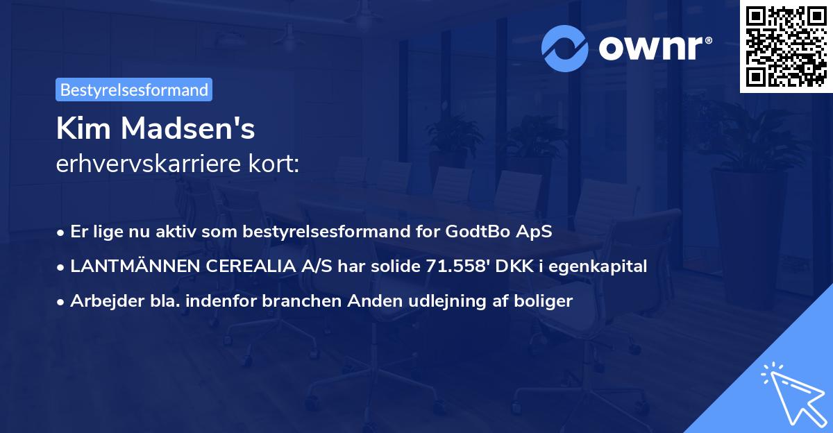 Kim Madsen's erhvervskarriere kort