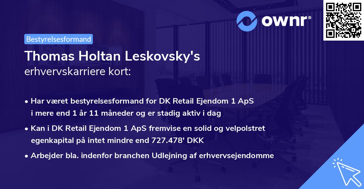 Thomas Holtan Leskovsky's erhvervskarriere kort